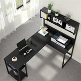 68 Inches Corner Computer Desk, L-Shaped Desk with Hutch