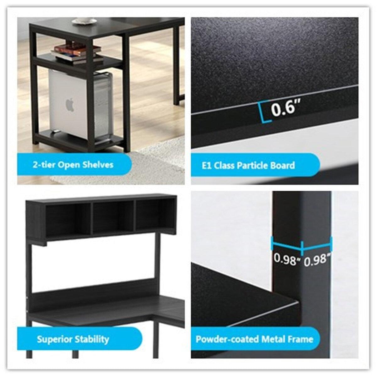 68 Inches Corner Computer Desk, L-Shaped Desk with Hutch