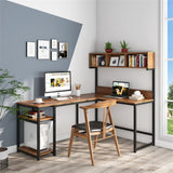 68 Inches Corner Computer Desk, L-Shaped Desk with Hutch