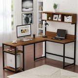 68 Inches Corner Computer Desk, L-Shaped Desk with Hutch