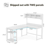 68 Inches Corner Computer Desk, L-Shaped Desk with Hutch