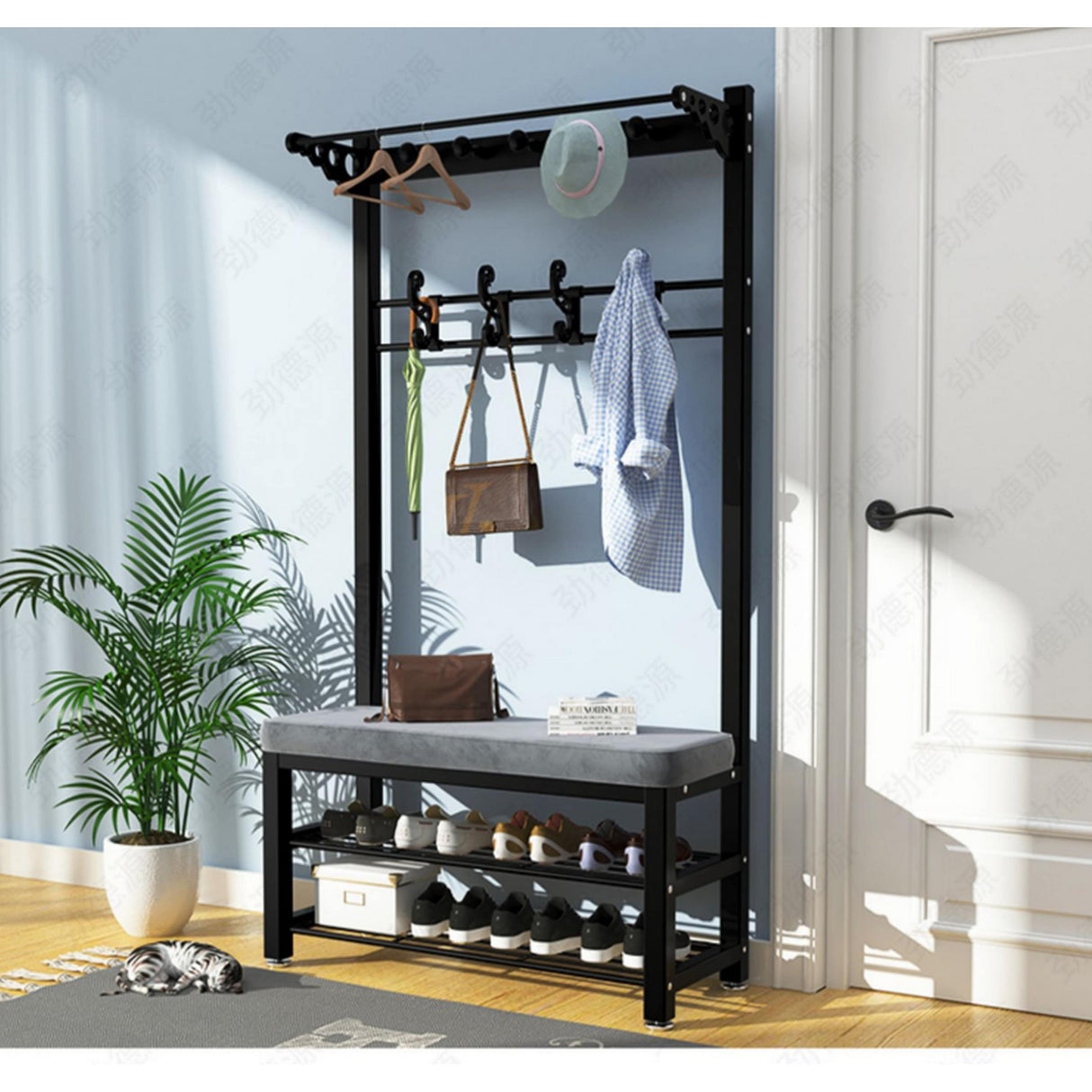 68 in x 31 in x 13 in Entryway Hall Tree with Shoe Storage and Bench - 1pc