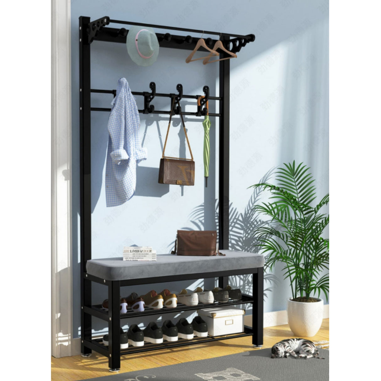 68 in x 31 in x 13 in Entryway Hall Tree with Shoe Storage and Bench - 1pc