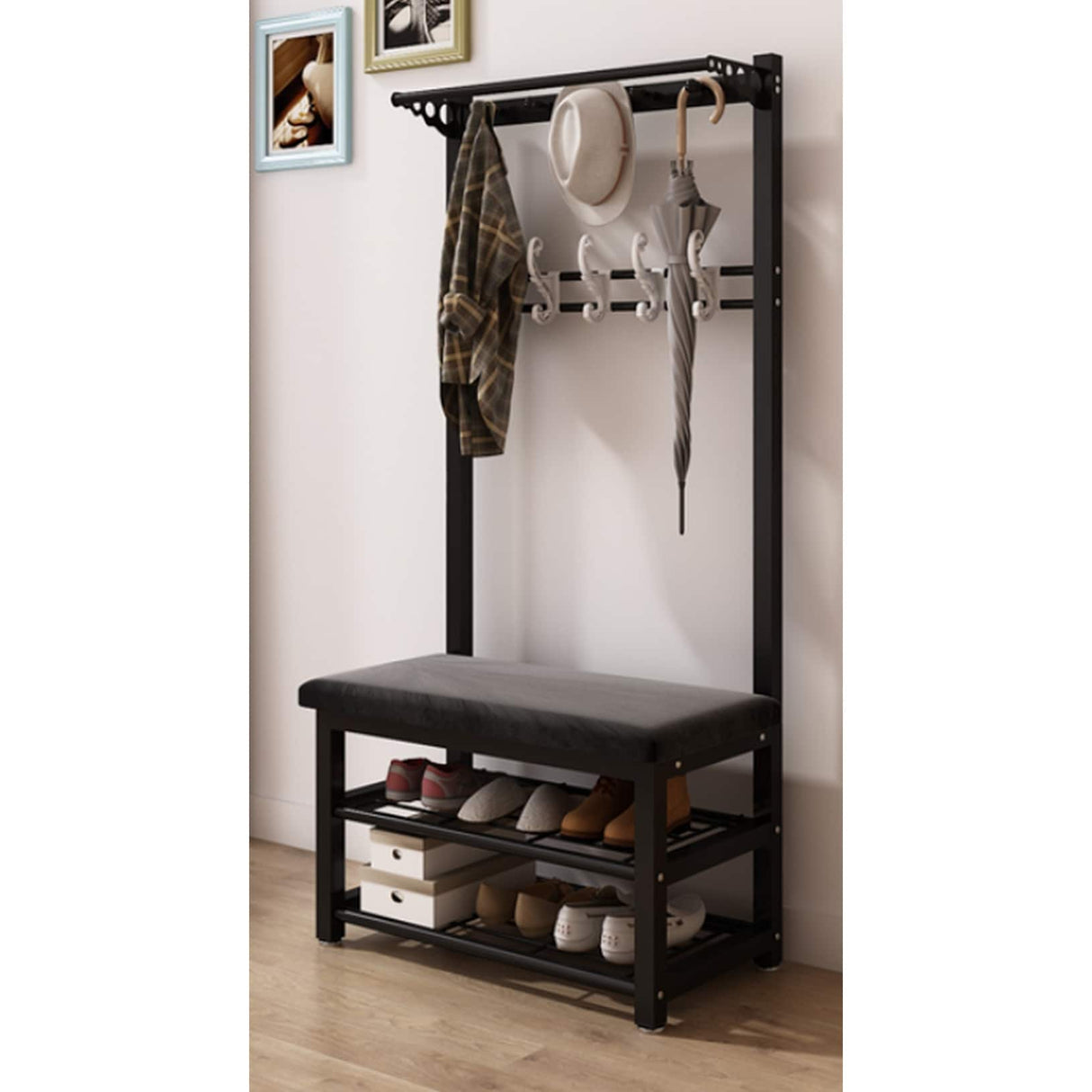 68 in x 31 in x 13 in Entryway Hall Tree with Shoe Storage and Bench - 1pc