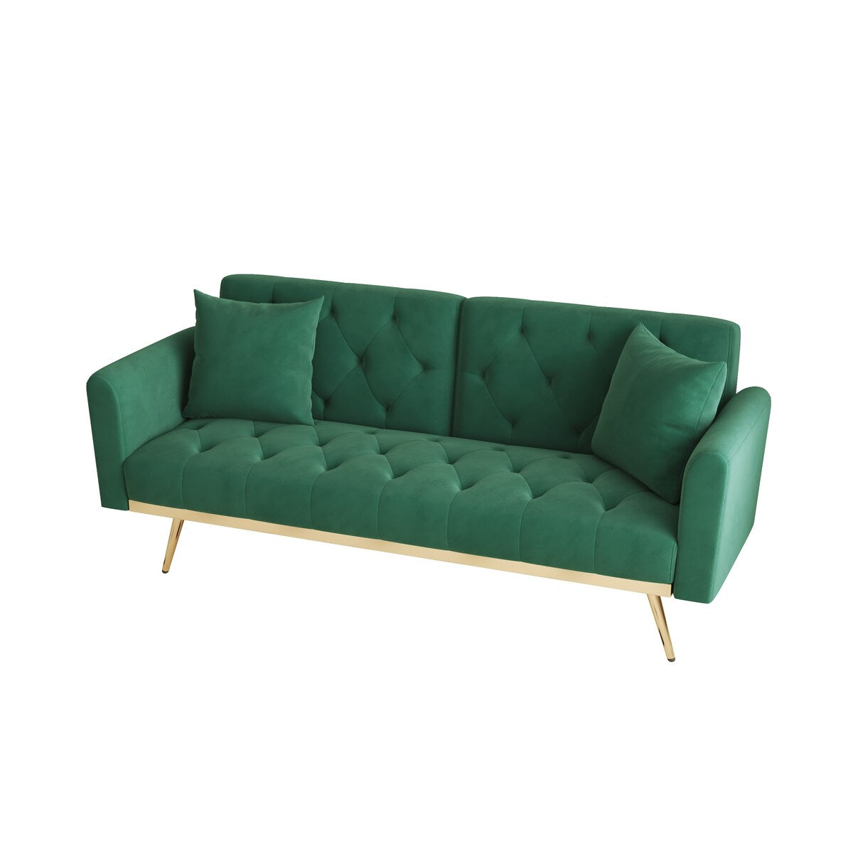 68.3"Velvet Nail Head Sofa Bed with Throw Pillow and Midfoot for Living Room