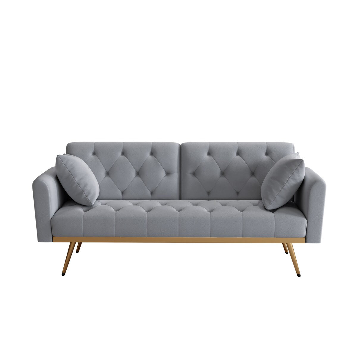 68.3"Velvet Nail Head Sofa Bed with Throw Pillow and Midfoot for Living Room