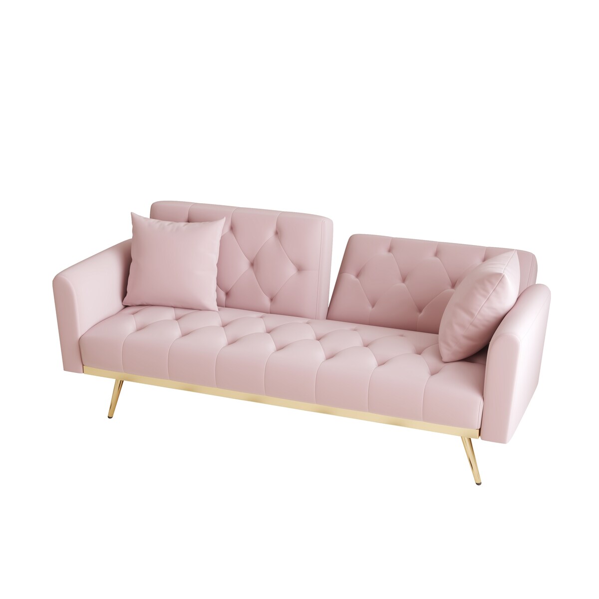 68.3"Velvet Nail Head Sofa Bed with Throw Pillow and Midfoot for Living Room