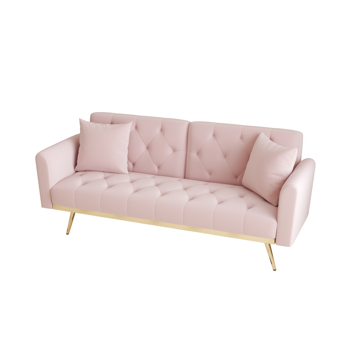 68.3"Velvet Nail Head Sofa Bed with Throw Pillow and Midfoot for Living Room