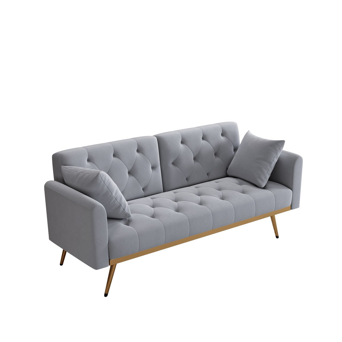 68.3"Velvet Nail Head Sofa Bed with Throw Pillow and Midfoot for Living Room