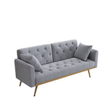 68.3"Velvet Nail Head Sofa Bed with Throw Pillow and Midfoot for Living Room