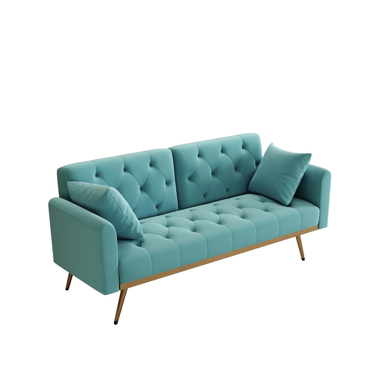 68.3"Velvet Nail Head Sofa Bed with Throw Pillow and Midfoot for Living Room