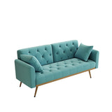 68.3"Velvet Nail Head Sofa Bed with Throw Pillow and Midfoot for Living Room