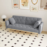 68.3"Velvet Nail Head Sofa Bed with Throw Pillow and Midfoot for Living Room