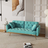 68.3"Velvet Nail Head Sofa Bed with Throw Pillow and Midfoot for Living Room