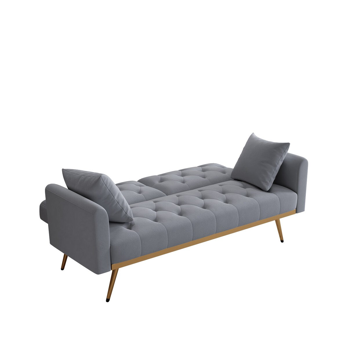 68.3"Velvet Nail Head Sofa Bed with Throw Pillow and Midfoot for Living Room