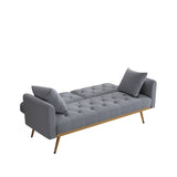 68.3"Velvet Nail Head Sofa Bed with Throw Pillow and Midfoot for Living Room