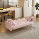 68.3"Velvet Nail Head Sofa Bed with Throw Pillow and Midfoot for Living Room