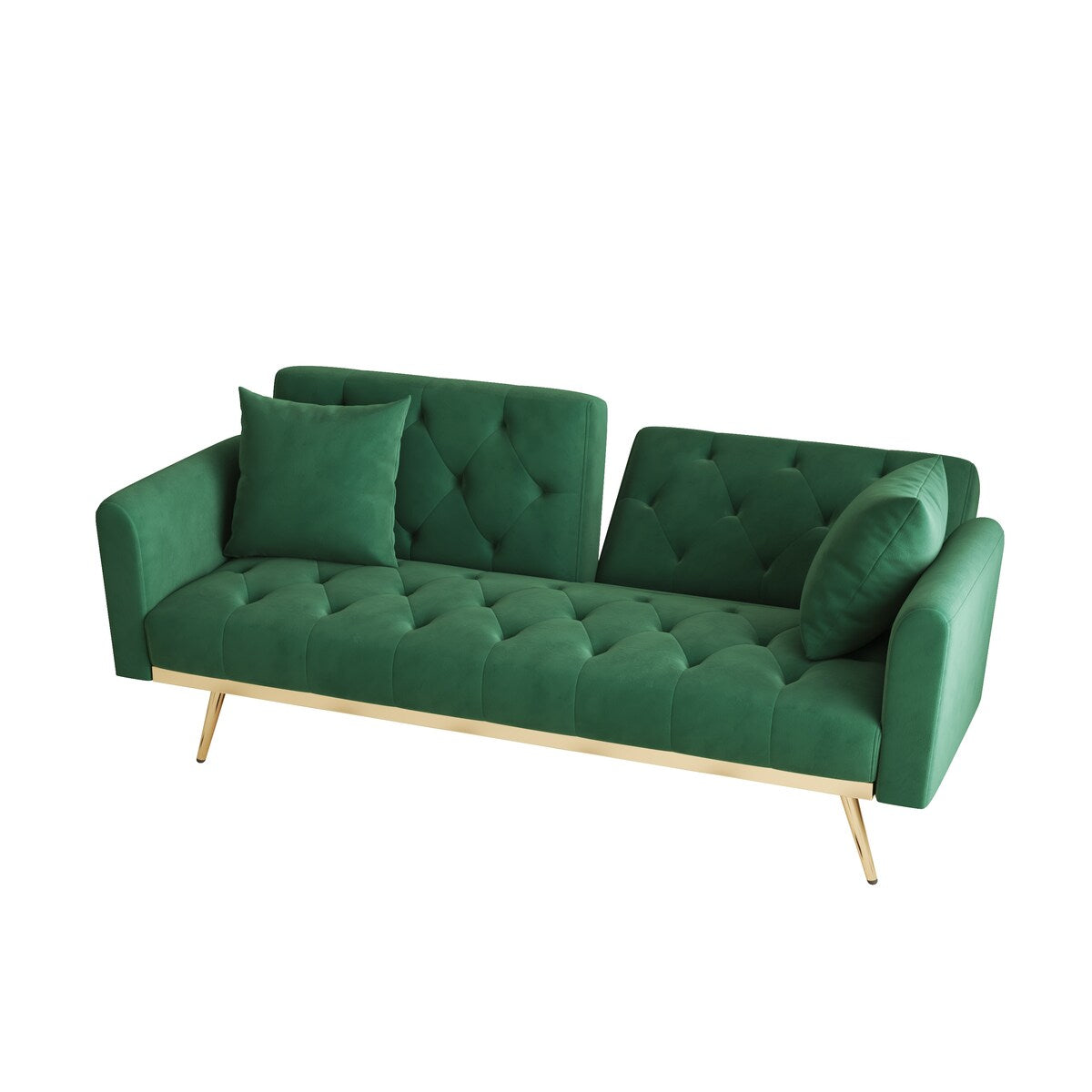 68.3"Velvet Nail Head Sofa Bed with Throw Pillow and Midfoot for Living Room