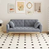 68.3"Velvet Nail Head Sofa Bed with Throw Pillow and Midfoot for Living Room