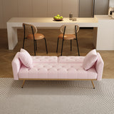 68.3"Velvet Nail Head Sofa Bed with Throw Pillow and Midfoot for Living Room