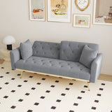 68.3"Velvet Nail Head Sofa Bed with Throw Pillow and Midfoot for Living Room