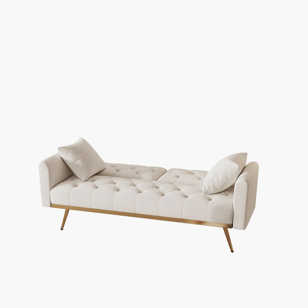 68.3"Velvet Nail Head Sofa Bed with Throw Pillow and Midfoot for Living Room
