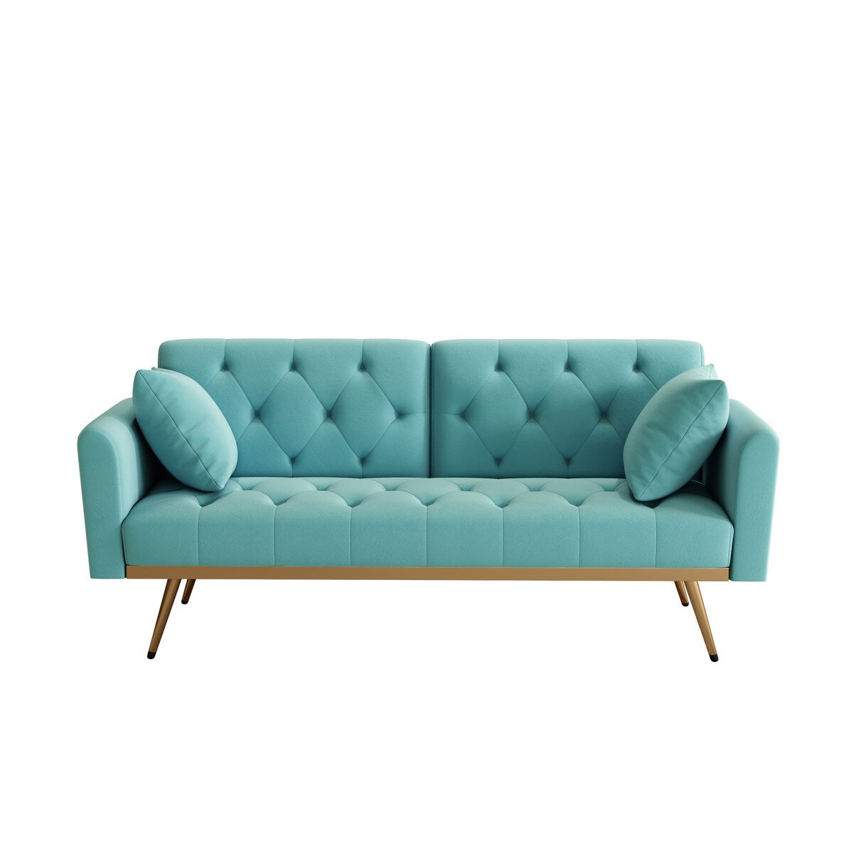 68.3"Velvet Nail Head Sofa Bed with Throw Pillow and Midfoot for Living Room
