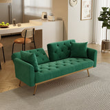 68.3"Velvet Nail Head Sofa Bed with Throw Pillow and Midfoot for Living Room