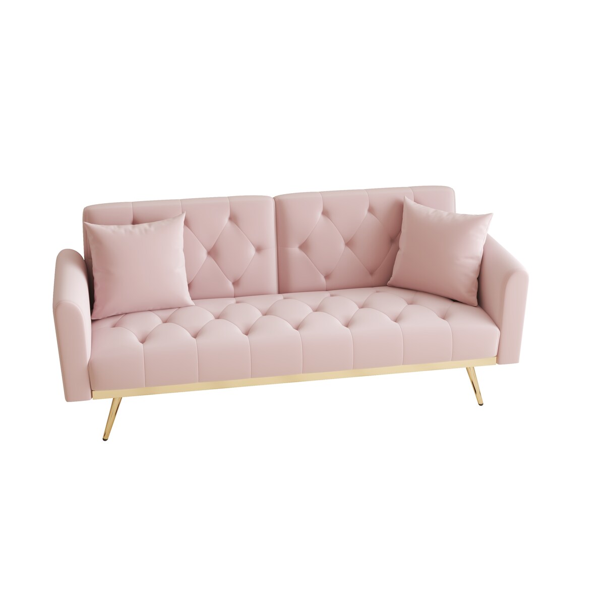 68.3"Velvet Nail Head Sofa Bed with Throw Pillow and Midfoot for Living Room