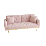 68.3"Velvet Nail Head Sofa Bed with Throw Pillow and Midfoot for Living Room