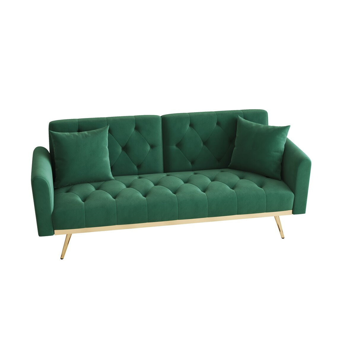 68.3"Velvet Nail Head Sofa Bed with Throw Pillow and Midfoot for Living Room