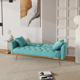 68.3"Velvet Nail Head Sofa Bed with Throw Pillow and Midfoot for Living Room