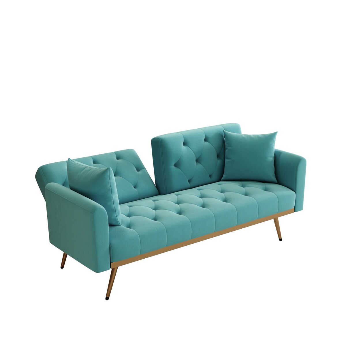 68.3"Velvet Nail Head Sofa Bed with Throw Pillow and Midfoot for Living Room