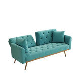 68.3"Velvet Nail Head Sofa Bed with Throw Pillow and Midfoot for Living Room