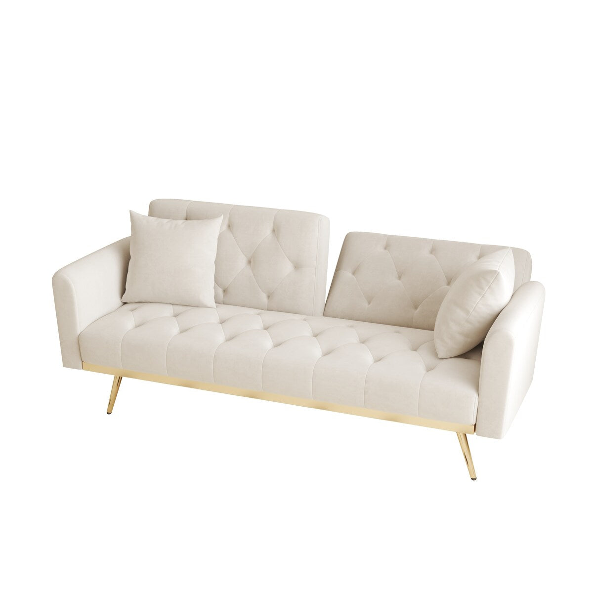 68.3"Velvet Nail Head Sofa Bed with Throw Pillow and Midfoot for Living Room