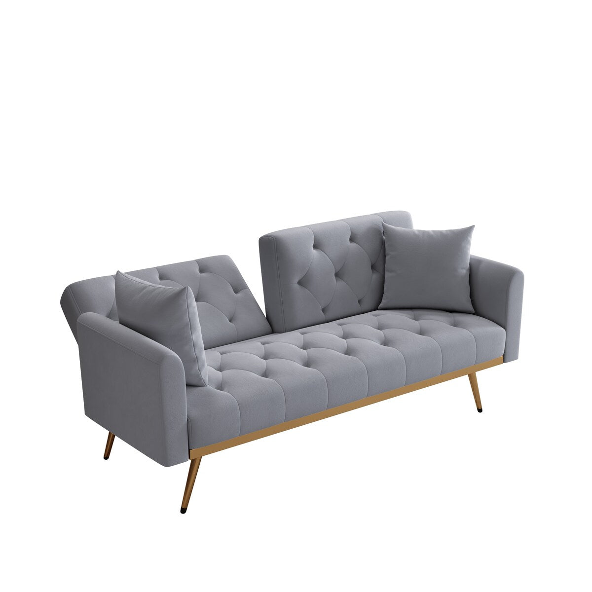 68.3"Velvet Nail Head Sofa Bed with Throw Pillow and Midfoot for Living Room