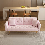 68.3"Velvet Nail Head Sofa Bed with Throw Pillow and Midfoot for Living Room