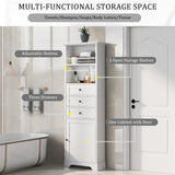 68" Tall Freestanding Bathroom Cabinet with 3 Drawers and Adjustable Shelves
