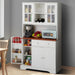68” kitchen Pantry Cabinet with Charging Station and Microwave Stand