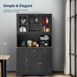 68” kitchen Pantry Cabinet with Charging Station and Microwave Stand