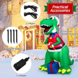 6FT Inflatable Christmas Dinosaur Decoration w/ LED Lights & Gift Box