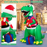 6FT Inflatable Christmas Dinosaur Decoration w/ LED Lights & Gift Box