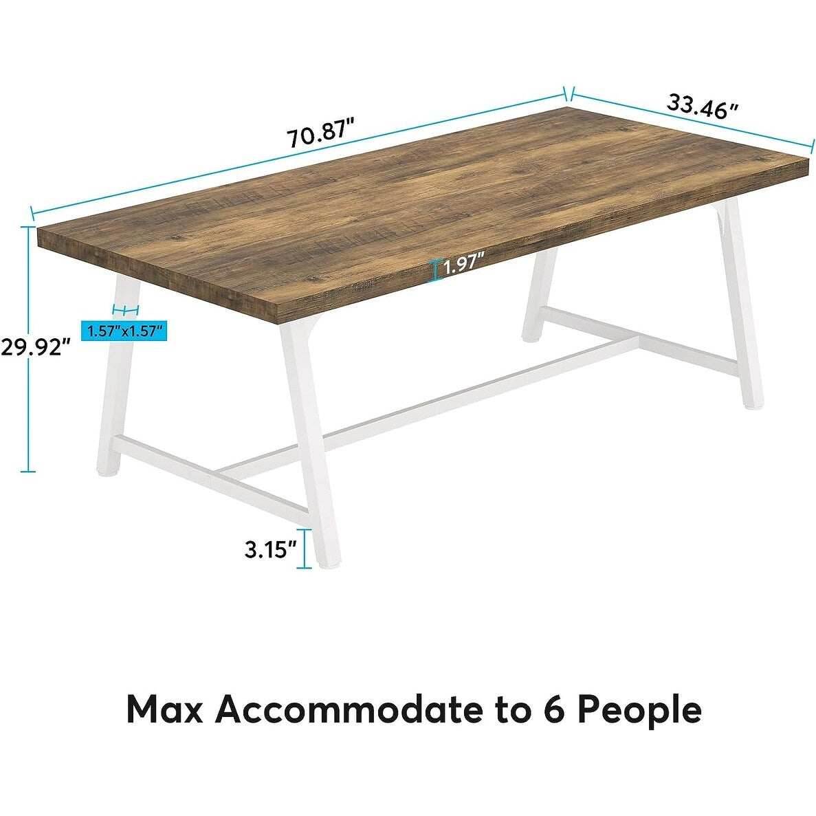 6FT Rectangle Conference Table, 70.9L Meeting Table for 6 People