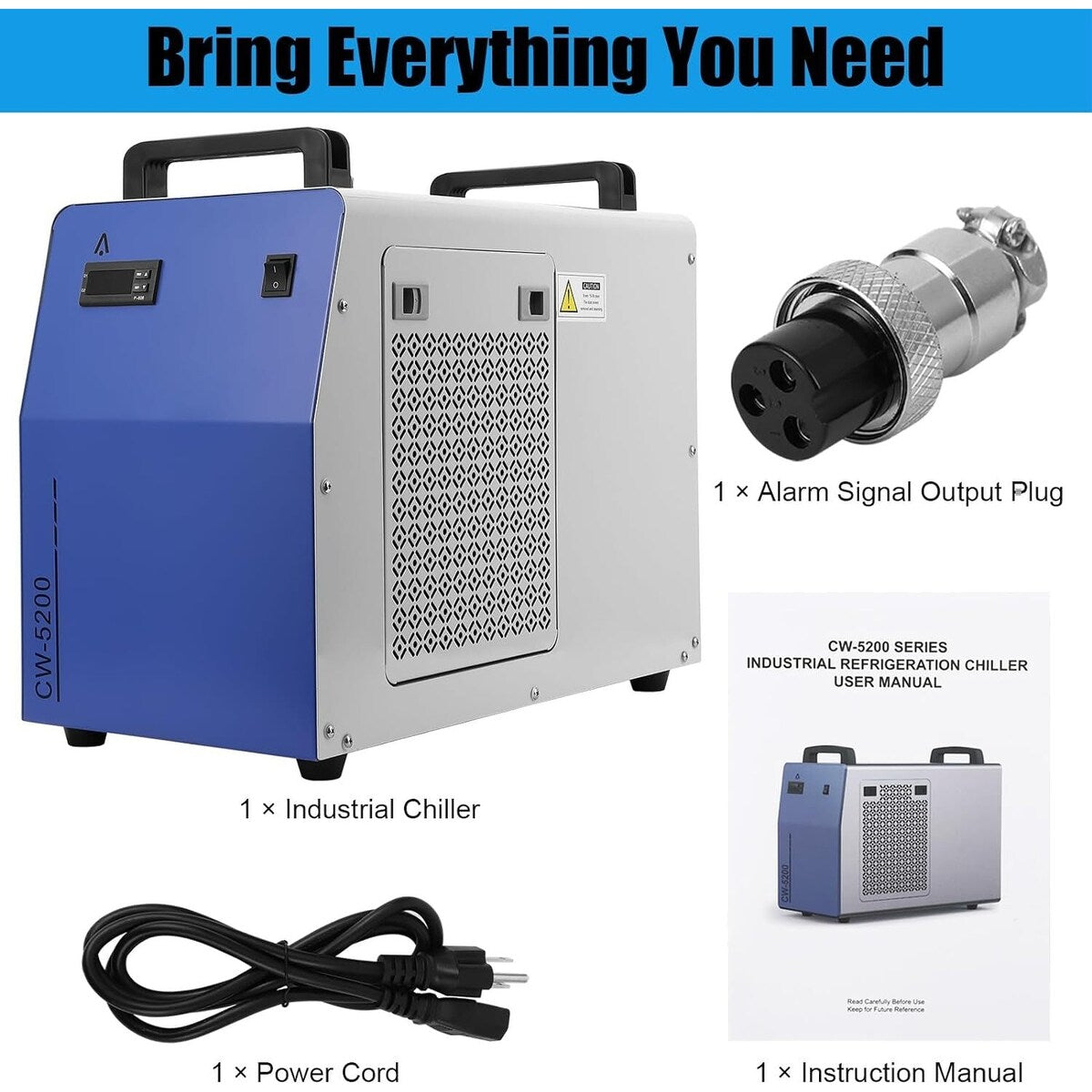 6L Industrial Water Chiller CW-5200, 0.9hp 2.6gpm Water Cooling System