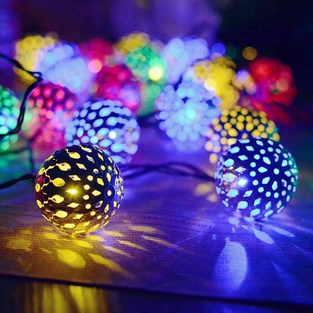 6M 40LED Moroccan Ball Garden Fairy Light String Outdoor Light