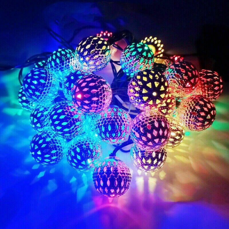 6M 40LED Moroccan Ball Garden Fairy Light String Outdoor Light