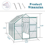 6X10FT Polycarbonate Greenhouse Raised Base and Anchor Aluminum Duty Walk-in Greenhouses for Outdoor Backyard in All Season