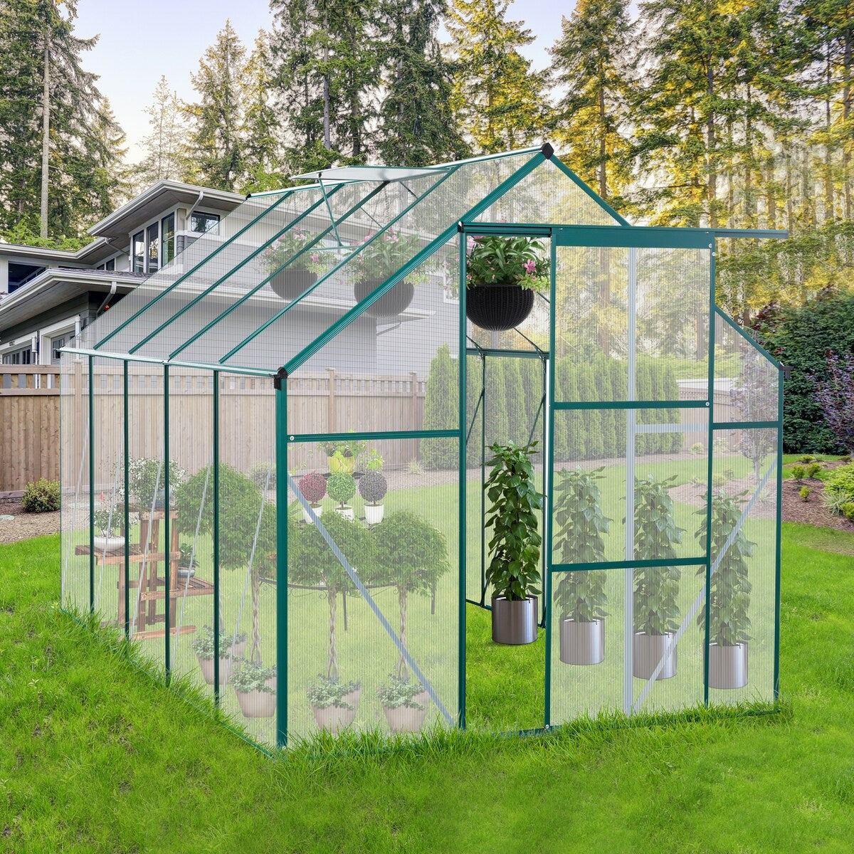 6X10FT Polycarbonate Greenhouse Raised Base and Anchor Aluminum Duty Walk-in Greenhouses for Outdoor Backyard in All Season