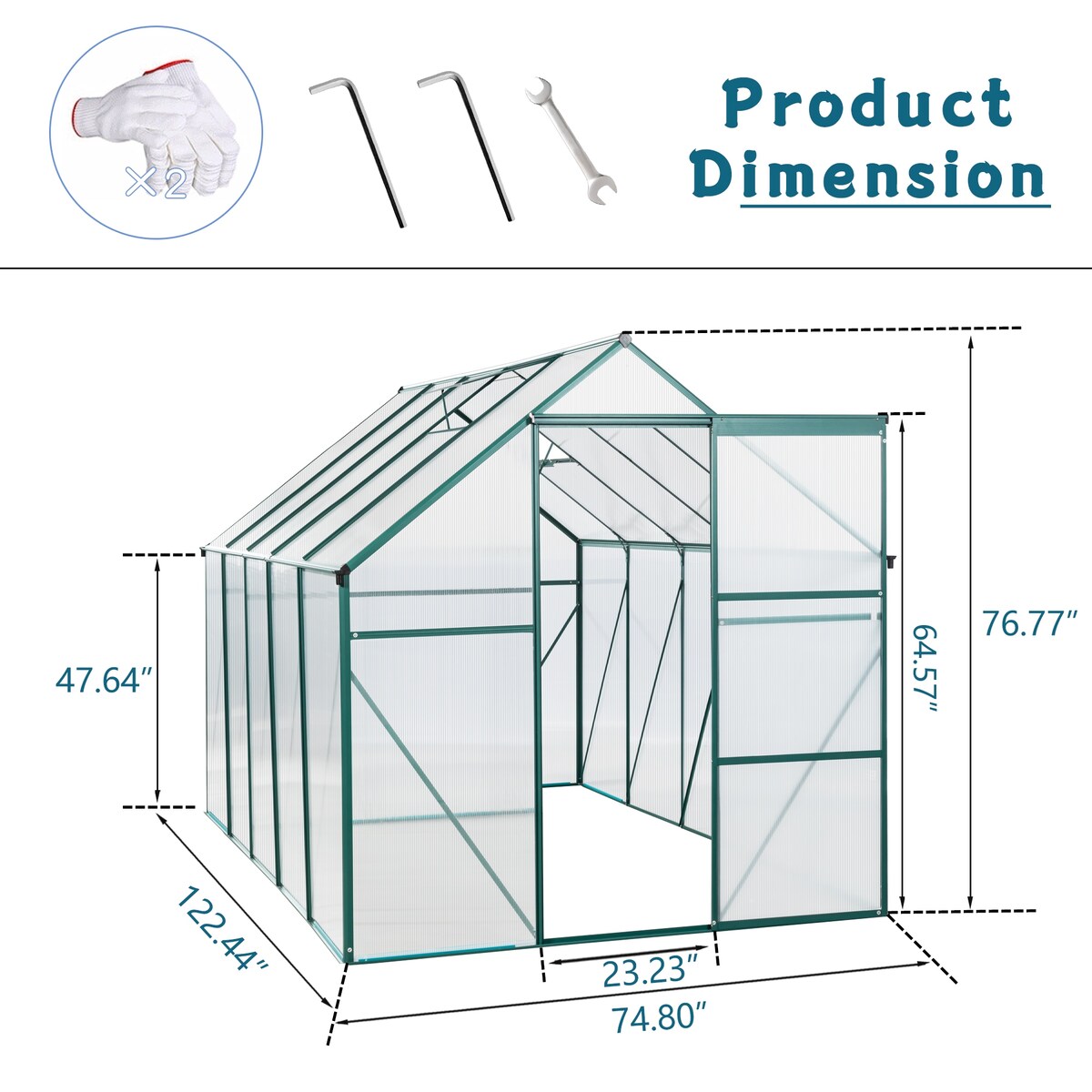 6X10FT Polycarbonate Greenhouse Raised Base and Anchor Aluminum Duty Walk-in Greenhouses for Outdoor Backyard in All Season