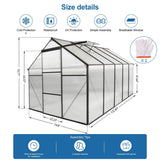 6X10FT Polycarbonate Greenhouse Raised Base and Anchor Aluminum Duty Walk-in Greenhouses for Outdoor Backyard in All Season